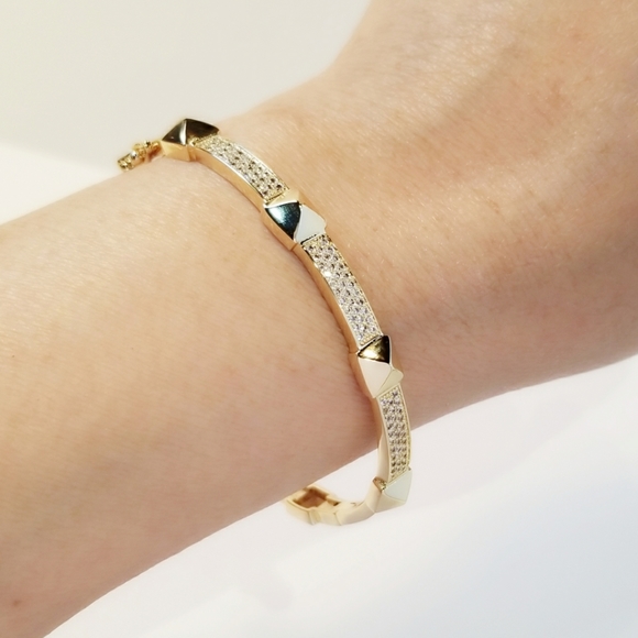 Jewelry - Spike Stud Pave CZ All Around Bracelet Bangle